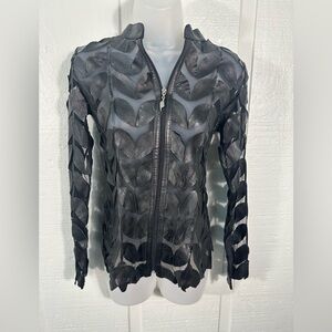 Belgin Francis Black Leather Classic Leaf Jacket Size Small EUC